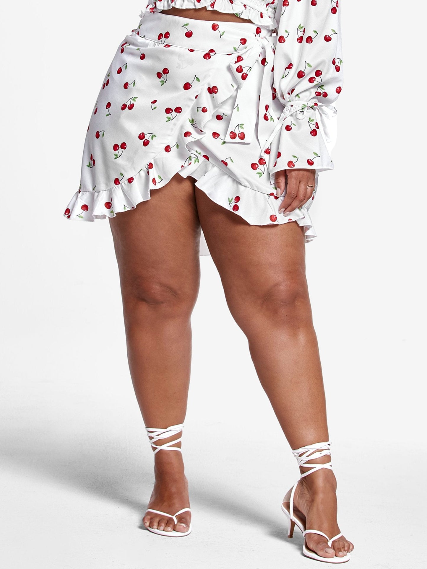 Tatiana Cherry Print Wrap Skirt